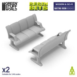 画像1: グリーンスタッフワールド[GSWD-12760]3Dプリントセット - 待合室ベンチ 1:48