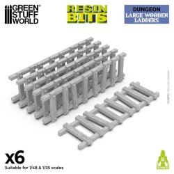 画像2: グリーンスタッフワールド[GSWD-12720]Large Wooden Ladders 1:48-1:35