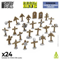 画像1: グリーンスタッフワールド[GSWD-12722]Trench Wooden Crosses 1:48-1:35