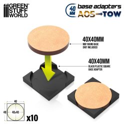 画像2: グリーンスタッフワールド[GSWD-12881]プラスチック製　丸型から正方形へのベースアダプター 40mm?40ｍｍ(Pack x10)
