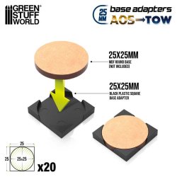 画像2: グリーンスタッフワールド[GSWD-12883]プラスチック製　丸型から正方形へのベースアダプター 25mm?25mm (Pack x20)
