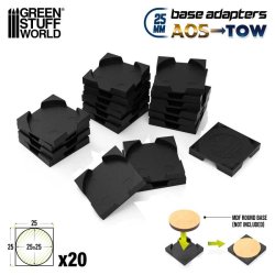 画像3: グリーンスタッフワールド[GSWD-12883]プラスチック製　丸型から正方形へのベースアダプター 25mm?25mm (Pack x20)