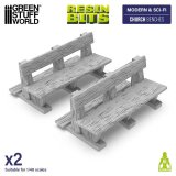 グリーンスタッフワールド[GSWD-12901]3Dプリントセット - 教会のベンチ1:48