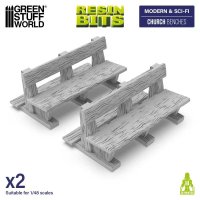 グリーンスタッフワールド[GSWD-12901]3Dプリントセット - 教会のベンチ1:48