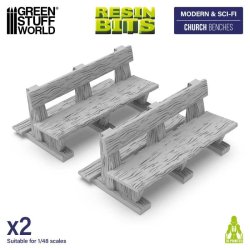画像1: グリーンスタッフワールド[GSWD-12901]3Dプリントセット - 教会のベンチ1:48