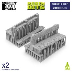 画像3: グリーンスタッフワールド[GSWD-12901]3Dプリントセット - 教会のベンチ1:48