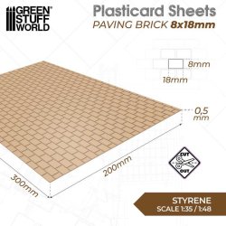画像2: グリーンスタッフワールド[GSWD-5056]プラスチックシート - 舗装レンガ 8x18mmテクスチャーシート