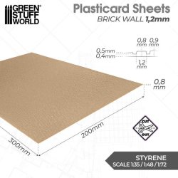 画像2: グリーンスタッフワールド[GSWD-5057]プラスチックシート - レンガの壁 1.2mmテクスチャーシート
