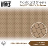 グリーンスタッフワールド[GSWD-5066]プラスチックシート- 舗装レンガ6x8mmテクスチャーシート