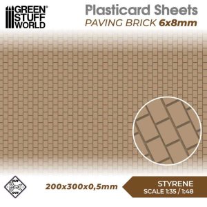 画像1: グリーンスタッフワールド[GSWD-5066]プラスチックシート- 舗装レンガ6x8mmテクスチャーシート (1)