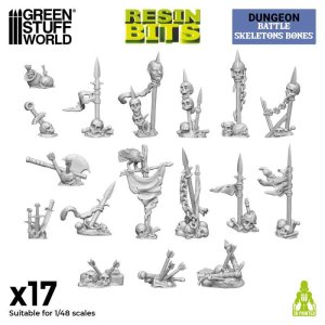 画像1: グリーンスタッフワールド[GSWD-12933]3Dプリントセット - バトルスケルトンボーン 1:48 (1)