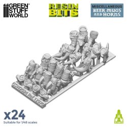 画像4: グリーンスタッフワールド[GSWD-12970]3Dプリントセット - ビールジョッキとホーン