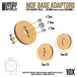 画像4: グリーンスタッフワールド[GSWD-13139]MDFベースアダプター - 丸型28.5mmから正方形30x30mm
