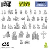 グリーンスタッフワールド[GSWD-13299]3Dプリントセット - キャンドルとドクロカルト1:48