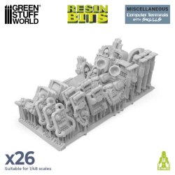 画像2: グリーンスタッフワールド[GSWD-13302]3Dプリントセット - 頭蓋骨のあるコンピューター端末 1:48