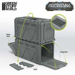 画像3: グリーンスタッフワールド[GSWD-13585]Plastic Sci-fi armored container (Pack x2)