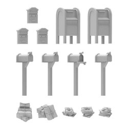 画像4: グリーンスタッフワールド[GSWD-13626]3Dプリントセット - 郵便ボックス1:48