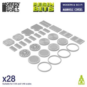 画像1: グリーンスタッフワールド[GSWD-13637]Manhole Covers 1:48-1:35 (1)