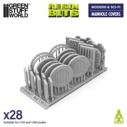 画像2: グリーンスタッフワールド[GSWD-13637]3Dプリントセット - マンホールの蓋 1:48-1:35