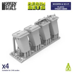 画像3: グリーンスタッフワールド[GSWD-13643]3Dプリントセット - 車輪付きプラスチック製ゴミ箱 1:48