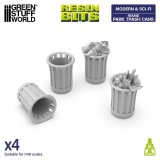 グリーンスタッフワールド[GSWD-13644]3Dプリントセット - 公園のゴミ箱 -円形1:48