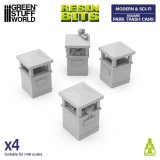 グリーンスタッフワールド[GSWD-13645]3Dプリントセット - 公園のゴミ箱 - 正方形1:48