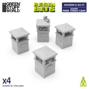 画像1: グリーンスタッフワールド[GSWD-13645]Park Trash Cans - Square (1)