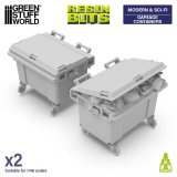 グリーンスタッフワールド[GSWD-13646]3Dプリントセット - 車輪付ゴミ箱 　長方形1:48