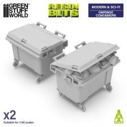 画像1: グリーンスタッフワールド[GSWD-13646]3Dプリントセット - 車輪付ゴミ箱 　長方形1:48