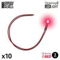 グリーンスタッフワールド[GSWD-5790]LEDs Parpadeantes - Rojo / Flickering LEDs - Red - 3mm (Pack x10)