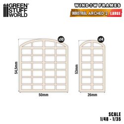 画像2: グリーンスタッフワールド[GSWD-13709]ミニチュア窓枠インダストリアルアーチ型 - Large (タイプ2)
