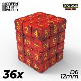 グリーンスタッフワールド[GSWD-6328]６面体ダイス12mm　ダークレッド（36個入）