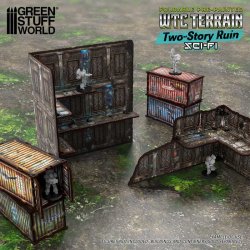 画像3: グリーンスタッフワールド[GSWD-6564]Pre-Painted Foldable Two-Story WTC Terrain Ruin - Sci-fi