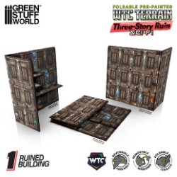 画像1: グリーンスタッフワールド[GSWD-6565]Pre-Painted Foldable Three-Story WTC Terrain Ruin - Sci-fi