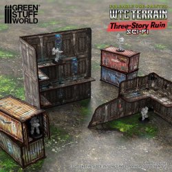 画像4: グリーンスタッフワールド[GSWD-6565]Pre-Painted Foldable Three-Story WTC Terrain Ruin - Sci-fi