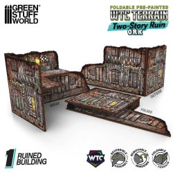 画像1: グリーンスタッフワールド[GSWD-6584]Pre-Painted Foldable Two-Story WTC Terrain Ruin - Orks