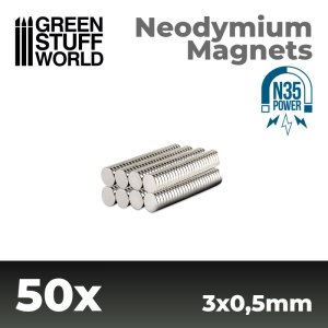 画像1: グリーンスタッフワールド[GSWD-9051]ネオジム磁石 3x0.5mm - 50 個入 (N35) (1)