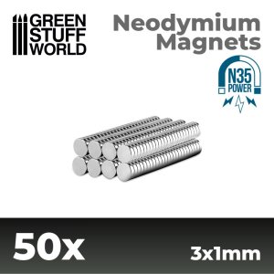 画像1: グリーンスタッフワールド[GSWD-9052]ネオジム磁石 3x1mm - 50 個入 (N35) (1)