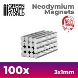 グリーンスタッフワールド[GSWD-9263]ネオジム磁石 3x1mm - 100 個入 (N52)