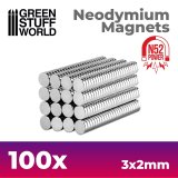 グリーンスタッフワールド[GSWD-9264]ネオジム磁石 3x2mm - 100 個入 (N52)