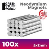 グリーンスタッフワールド[GSWD-9265]ネオジム磁石 5x2mm - 100 個入 (N52)