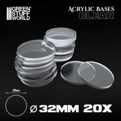 画像1: グリーンスタッフワールド[GSWD-9293]Acrylic Bases - Round 32 mm CLEAR