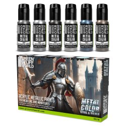 画像1: グリーンスタッフワールド[GSWC-9910]水性アクリル塗料 メタルカラーセット　-　シルバー（6本入）