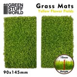 グリーンスタッフワールド[GSWD-10341]ジオラマ素材 芝マットカット版 黄色い花が咲く緑地