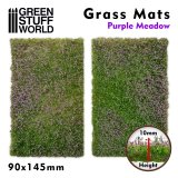 グリーンスタッフワールド[GSWD-10342]ジオラマ素材 芝マットカット版 紫の花が咲いた牧草地