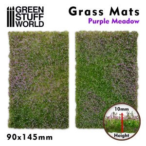 画像1: グリーンスタッフワールド[GSWD-10342]ジオラマ素材 芝マットカット版 紫の花が咲いた牧草地 (1)