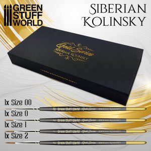 画像1: グリーンスタッフワールド[GSWD-10414]ゴールドシリーズ シベリアコリンスキー毛 丸筆セット (1)