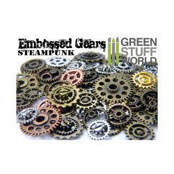 画像1: グリーンスタッフワールド[GSWS-9201] Embossed SteamPunk GEARS and COGS Beads 85gr