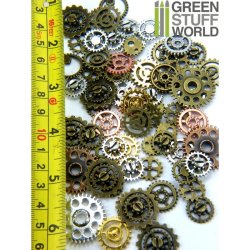 画像2: グリーンスタッフワールド[GSWS-9201] Embossed SteamPunk GEARS and COGS Beads 85gr