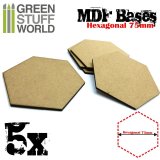 グリーンスタッフワールド[GSWD-9358]MDFベース 六角形型セット(直径75mm)　5枚入